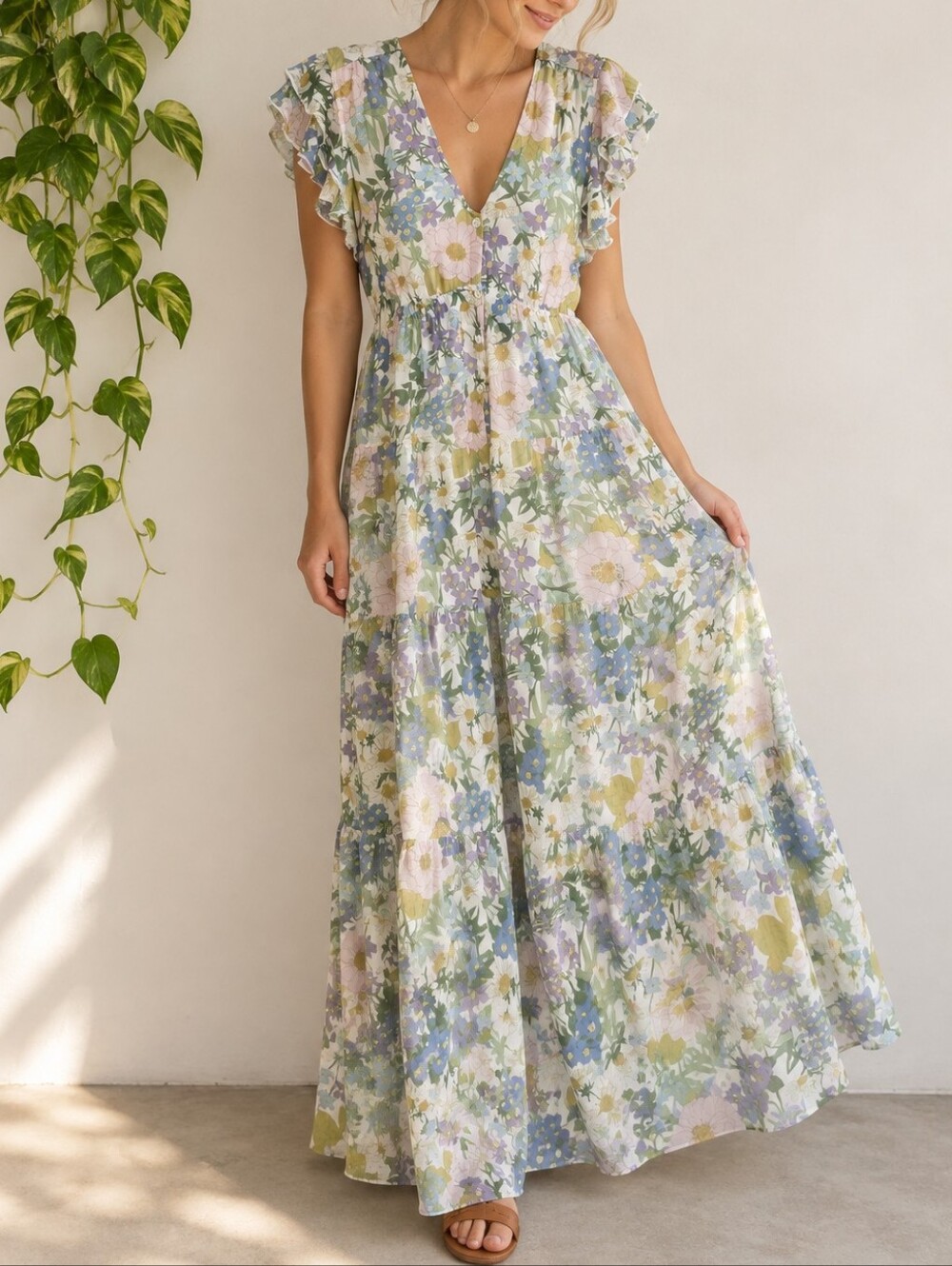 Aakaa Floral Maxi Dress